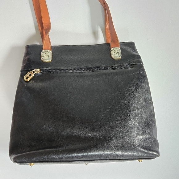 Marino Orlandi italien leather shoulder tote bag purse black and brown - Picture 6 of 16